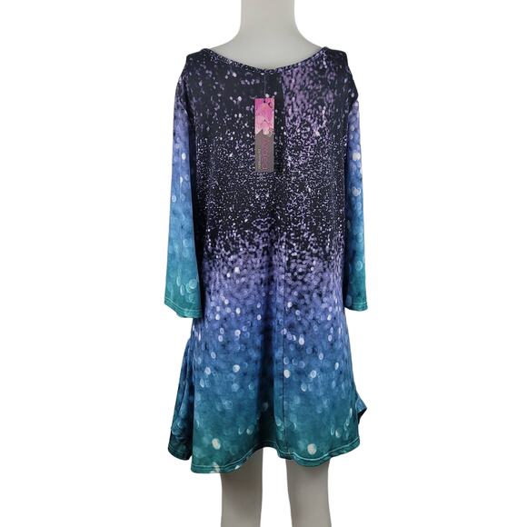 Azalea Women's Above Knee Turquoise Purple Black Dress 1X NWT - Picture 2 of 5